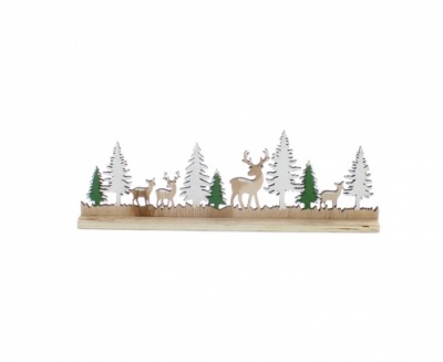 Festive 30cm Wooden Winter Scene with Reindeer P036271